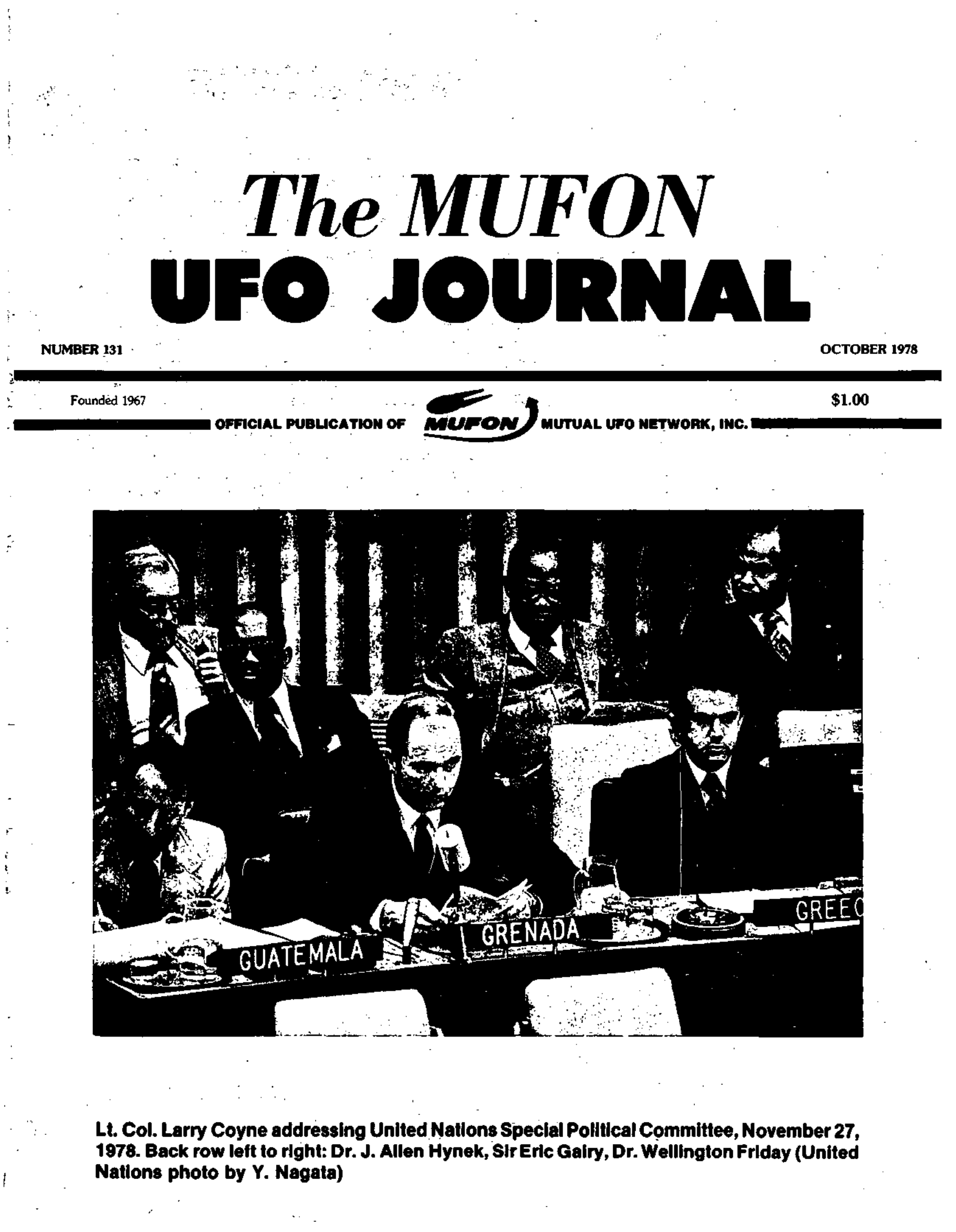 Complete text and images from the MUFON UFO Journal - 1978 10. October issue of the MUFON UFO Journal.